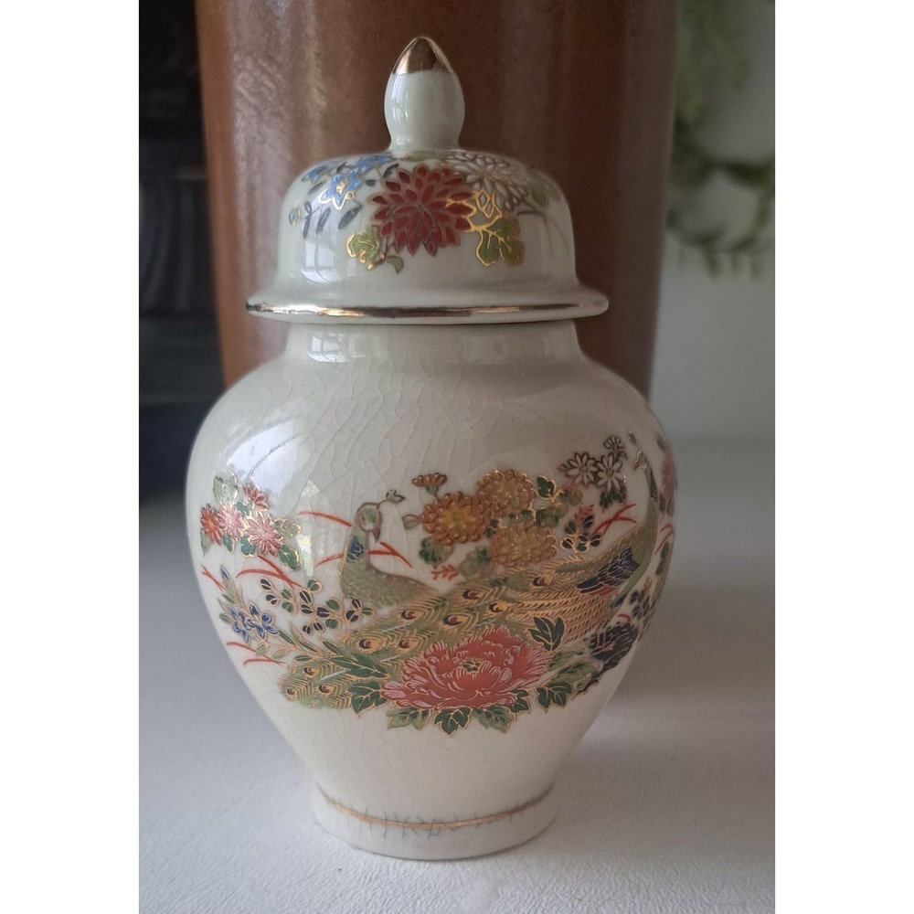 Vintage Asahi Sato Gordon PeacockGinger Jar 4"1/2"